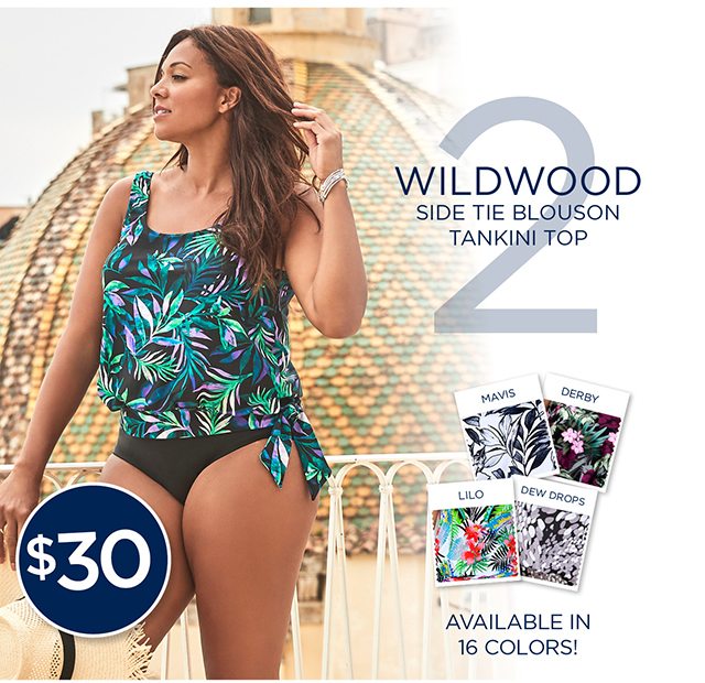 2. Wildwood Side Tie Blouson Tankini Top