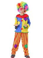 Carnaval cirque Costume jaune unisexe pantalon haut perruque ensemble Polyester Halloween vacances Costumes