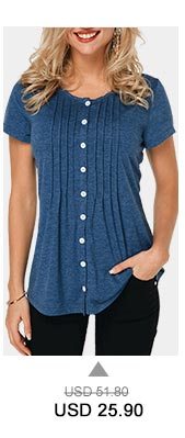 Crinkle Chest Button Up Navy Blue T Shirt