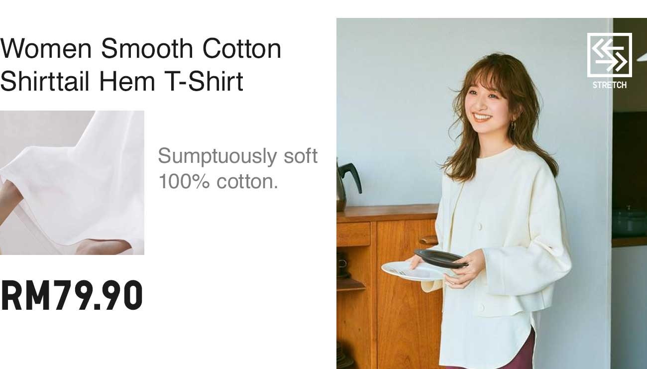 WOMEN SMOOTH COTTON SHIRTTAIL HEM T-SHIRT