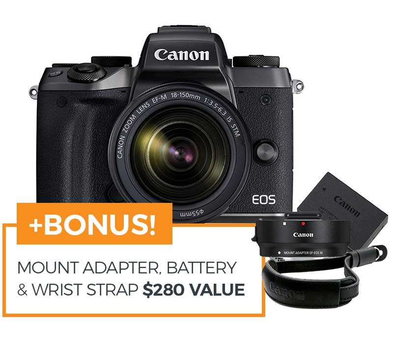 Canon EOS M5 Black with EF-M 18-150mm IS Lens