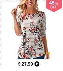 Printed Button Back Round Neck T Shirt