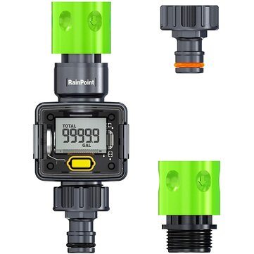 RAINPOINT Water Flow Meter Digital Water Meter for Outdoor Garden Hose RV GPM Measure Gallon Liter Consumption and Water Flow Rate with Quick Connectors