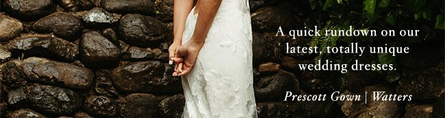 A quick rundown on our latest, totally unique wedding dresses. Prescott Gown | Watters