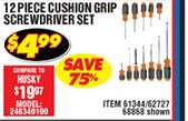  12 Pc Cushion Grip Screwdriver Set 