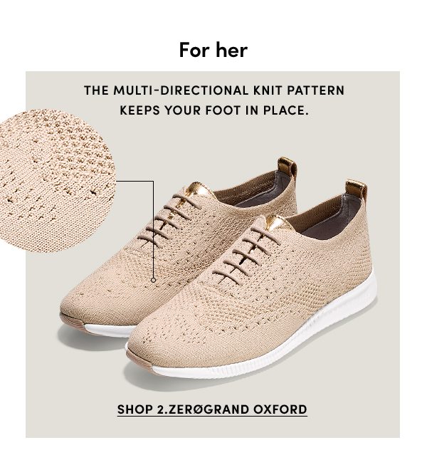 For her | The multi-directional knit pattern keeps your foot in place. | SHOP 2.ZEROGRAND OXFORD