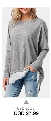 Long Sleeve Button Back Patchwork T Shirt