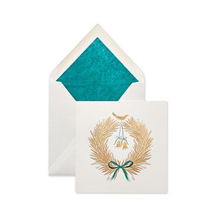 Golden Wreath Christmas Cards