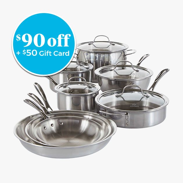 Calphalon® Tri-Ply Stainless Steel 13-Piece Cookware Set - $90 off + $50 Gift Card