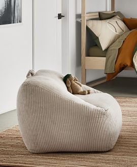 Stone Tan Velvet Corduroy Kids Lounge Chair