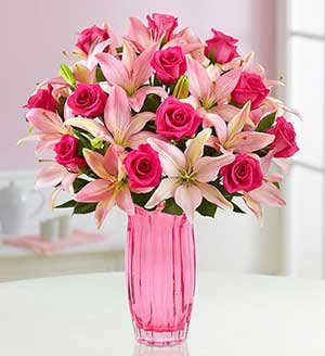 Magnificent Pink Rose & Lily Bouquet SHOP NOW 