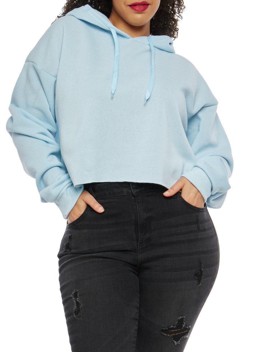 Plus Size Cropped Fleece Lined Sweatshirt