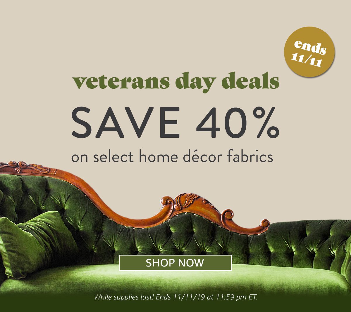 Veterans day deals - SAVE 65% on select exclusive Kaffe Fassett pre-cuts - Ends 11/11/19 at 11:59 pm ET.