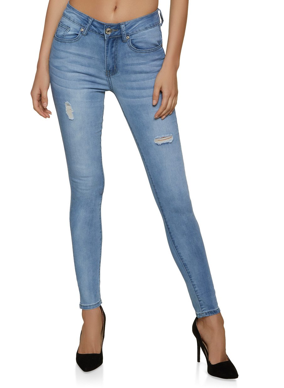 VIP Frayed Whisker Wash Skinny Jeans