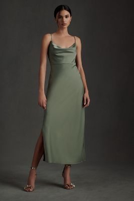 BHLDN Cali Satin Charmeuse Midi Dress