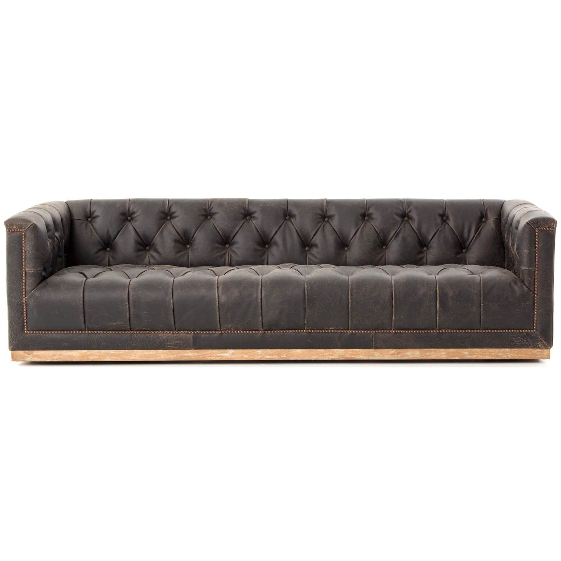 Image of Maxx Leather Sofa, Destroyed Black