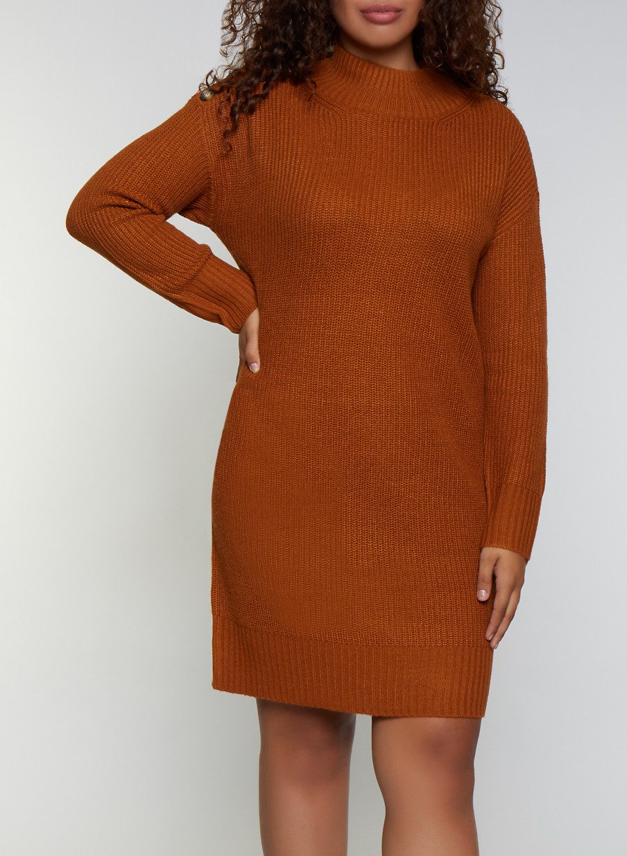 Plus Size Button Detail Sweater Dress