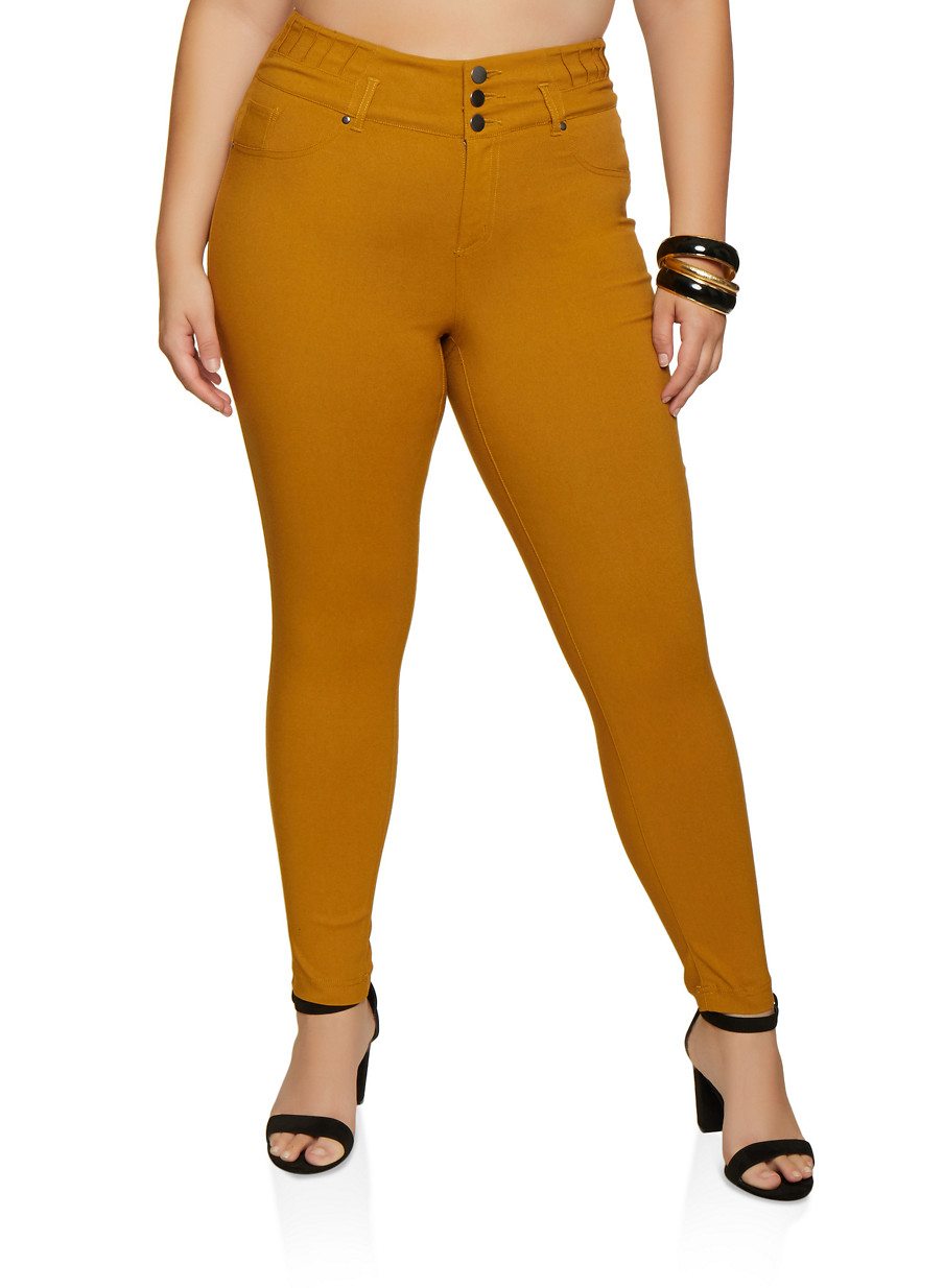 Plus Size 3 Button Stretch Pants