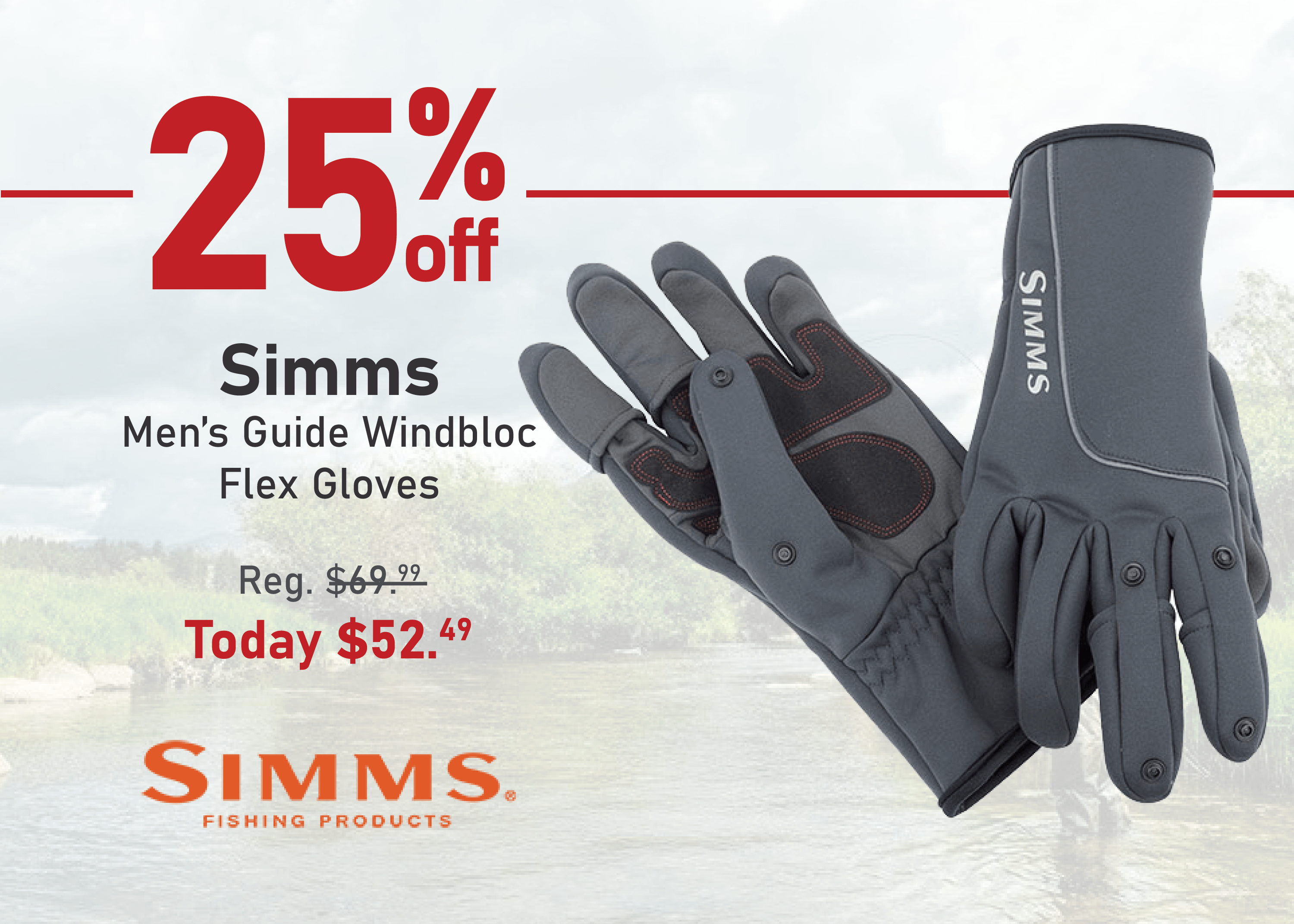 Save 25% on the Simms Men's Guide Windbloc Flex Gloves