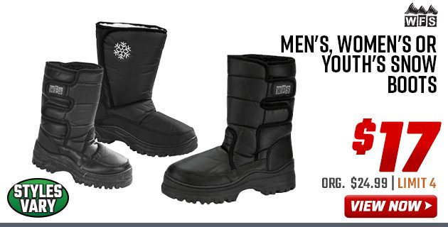 WFS Men's, Women's or Youth's Snow Boots