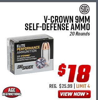 Sig Sauer V-Crown 9mm Self-Defense Ammo