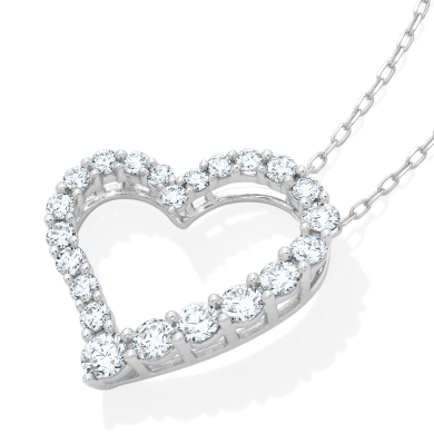 Lab-Created Diamonds by KAY Heart Necklace 1 ct tw Round-cut 14K White Gold 18''