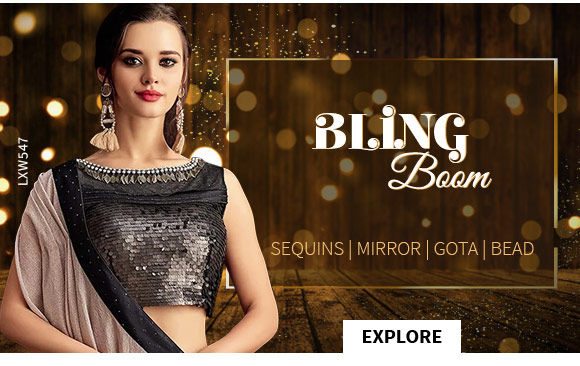 Festive Wear: Bling Attires with sequins, mirrors, beads and gota work. Shop!