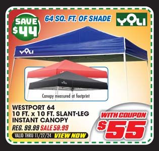 Yoli Westport 64 10' x 10' Slant Leg Instant Canopy