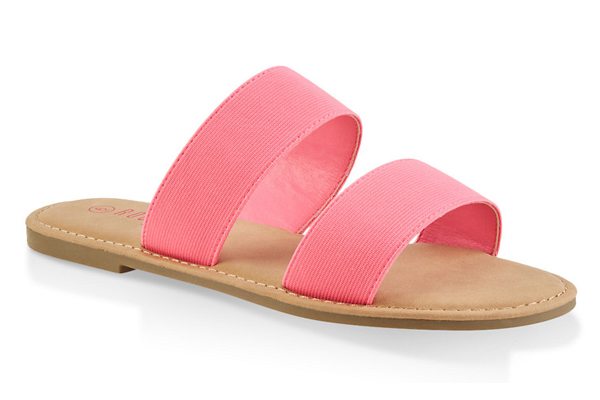 Elastic Two Band Slide Sandals