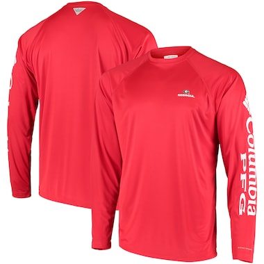 Georgia Bulldogs Columbia PFG Terminal Tackle Omni-Shade Long Sleeve T-Shirt - Red
