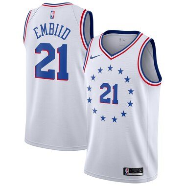 Nike Joel Embiid Philadelphia 76ers White 2018/19 Swingman Jersey - Earned Edition