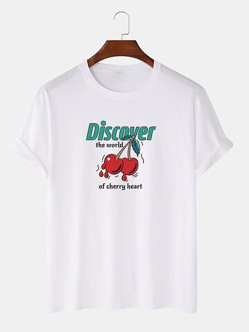 Cherry Slogan Print T-Shirts