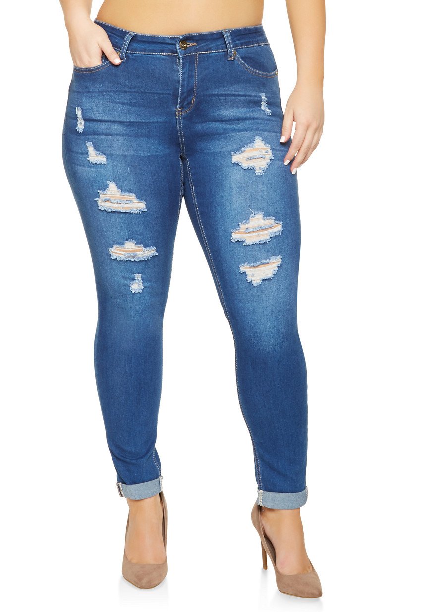 Plus Size WAX Push Up Cuffed Jeans