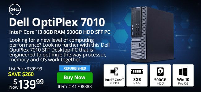 Dell Optiplex 7010 i3 8G 500GB SFF w/ 1yr Warranty | 41708383 | Shop Now