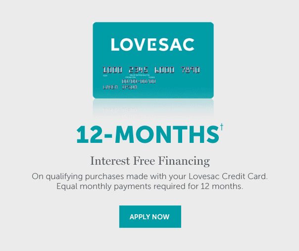 12-Months Interest Free Financing | On qualifying purchases made with your Lovesac Credit Card. Equal monthly payments required for 12 months. | APPLY NOW >>