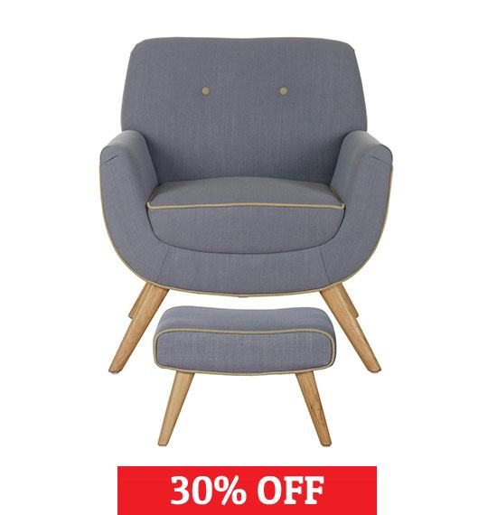 Skandi Natural Armchair and Footstool