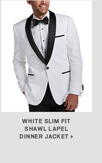 White Slim Fit Shawl Lapel Dinner Jacket>