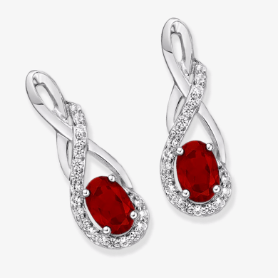 Lab-Created Ruby/Lab-Created Sapphire Earrings Sterling Silver