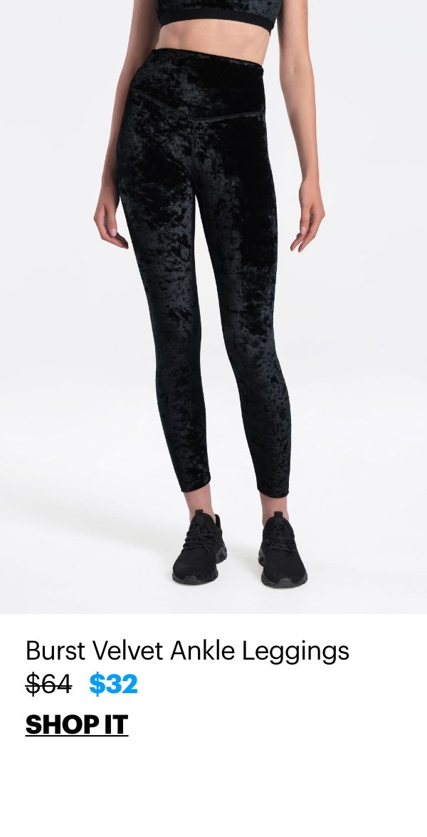 Burst Velvet Ankle Leggings - Black Beauty