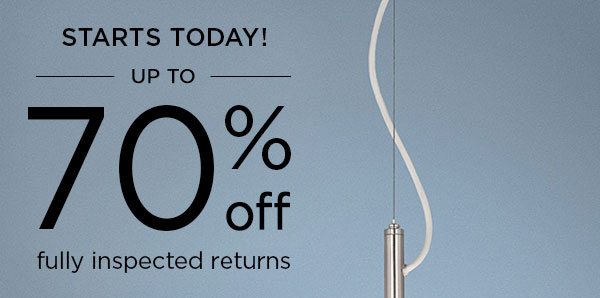 Starts Today! - Up To 70% Off - Fully Inspected Returns