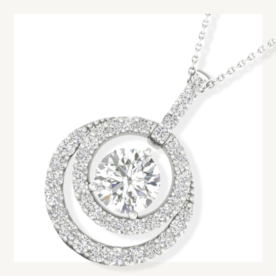 Lab-Grown Diamonds by KAY Double Halo Necklace 3/4 ct tw 14K White Gold