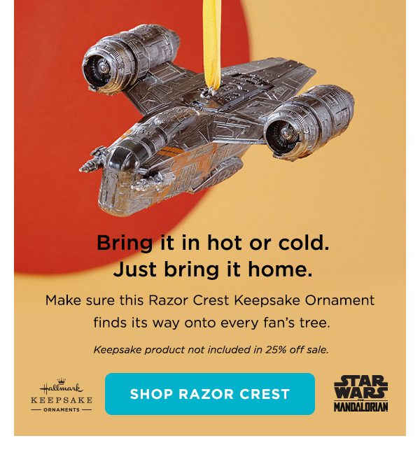 Bring home the Razor Crest Keepsake Ornament on Star Wars Day.