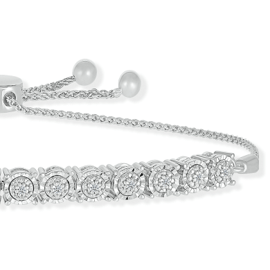 Diamond Line Bolo Bracelet 1/10 ct tw Sterling Silver