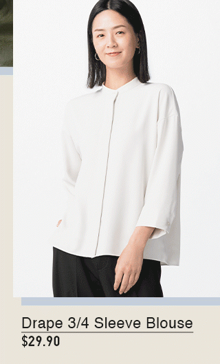 PDP7 - WOMEN DRAPE 3/4 SLEEVE BLOUSE