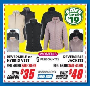 Free Country Women's Reversible Jacket, Reversible Vest or Hybrid Vest 