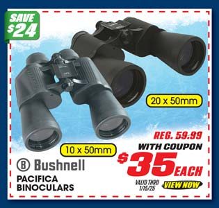 Bushnell Pacifica 20x50 or 10x50 Binoculars