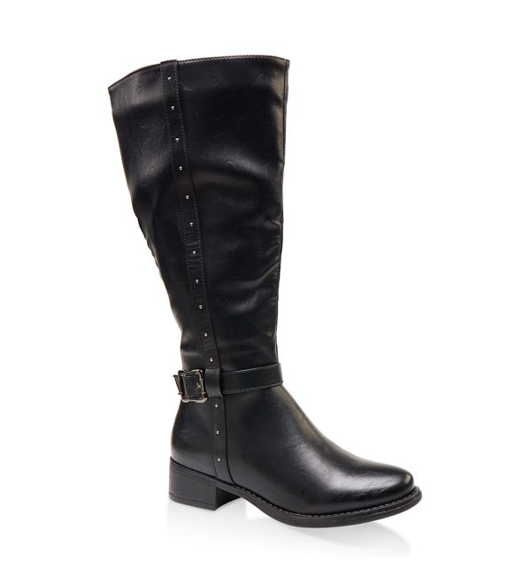 Studded Tall Wide Calf Riding Boots