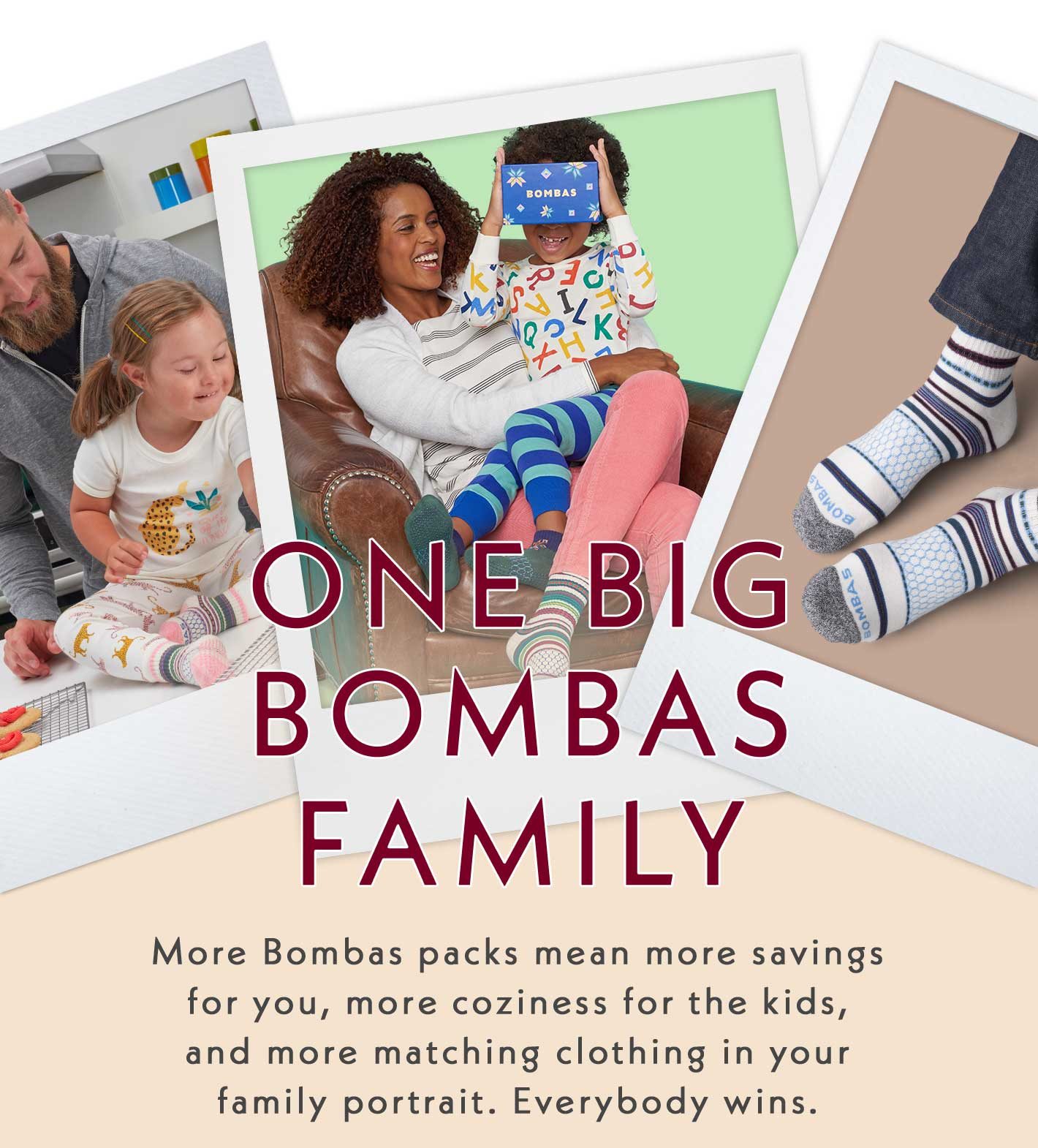 One Big Bombas Family | More Bombas packs mean more savings for you, more coziness for the kids, and more matching clothing in your family portrait. Everybody wins.