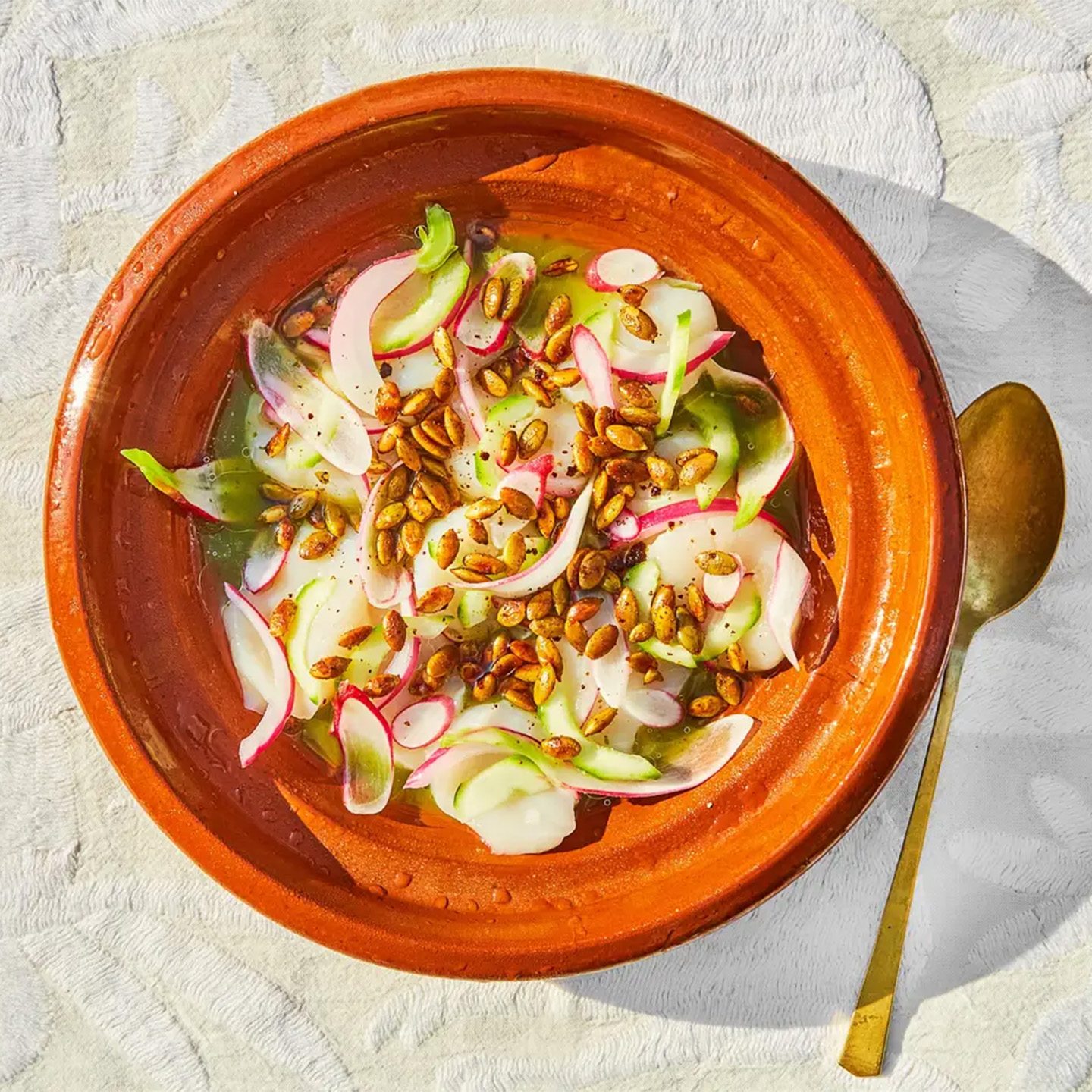 Scallop Aguachile with Mezcal and Pumpkin Seed Oil