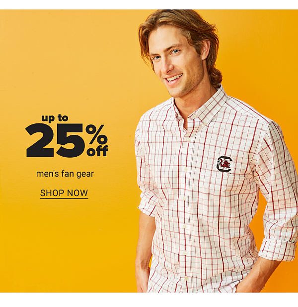 Up to 25% off Men's Fan Gear - Shop Now